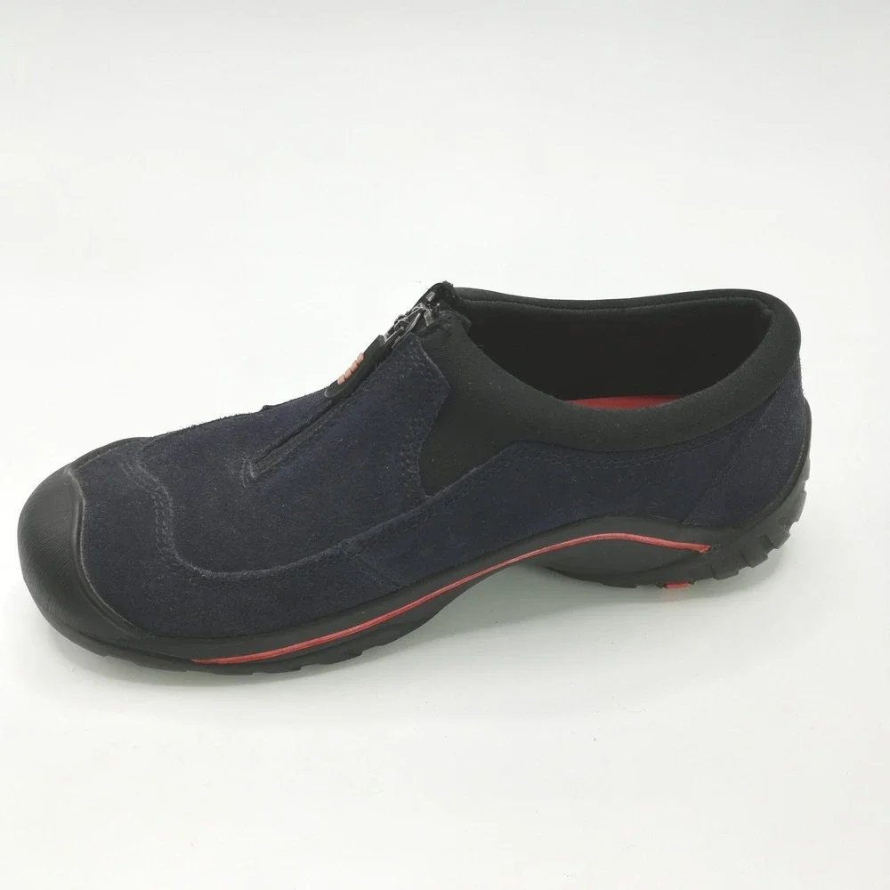 Lands End Shoes Womens Loafers All Weather Navy Suede Leather Slip On Zipper 6